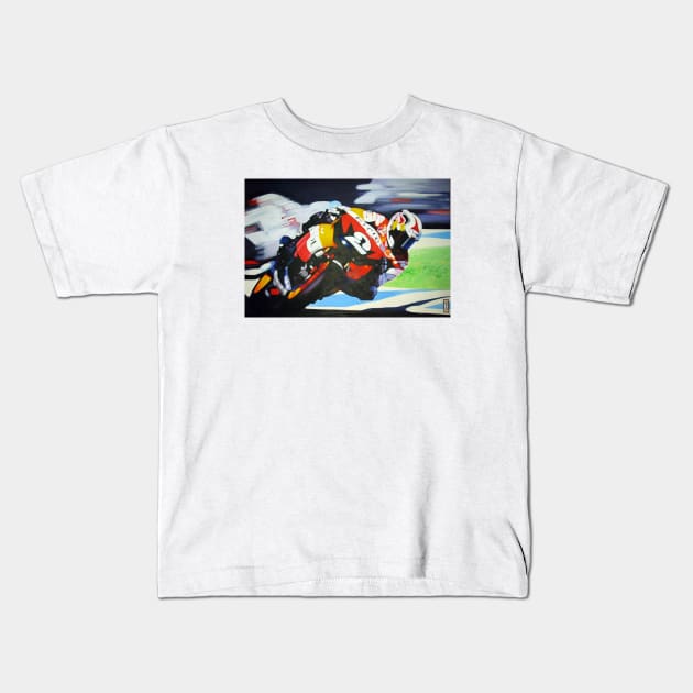 Moto GP Kids T-Shirt by MuzzaSmokesArt